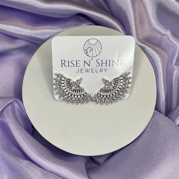 Luxury Fan Earrings - Platinum Plated - Picture 1 of 4